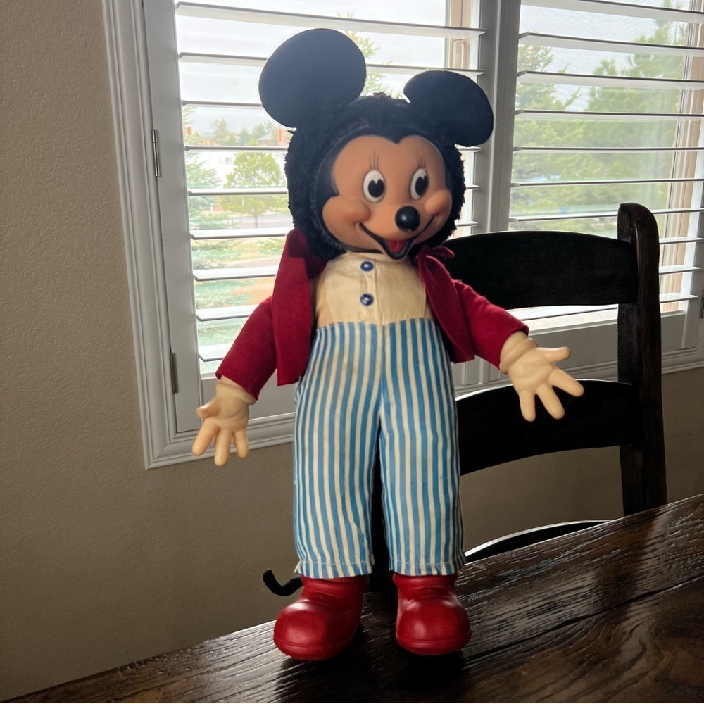 Disney Mickey Mouse Vintage Doll Large “RARE” Rubber, Face, Hands Feet, Large,
